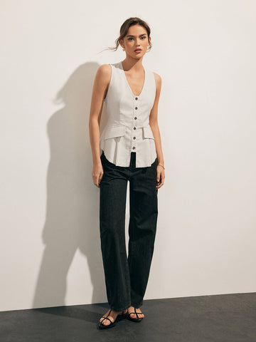 Clara | Elegante Leinen-Mix Bluse mit Rohsaum