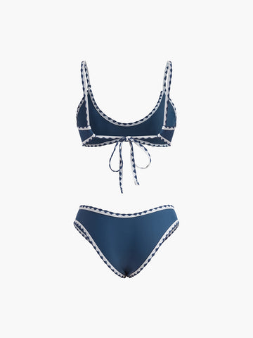 Lena | Geknotetes Bikini-Set mit Kontrastbesatz