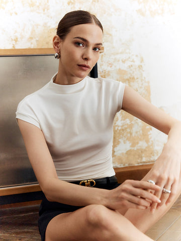 Felix | Elegantes Slim T-Shirt mit Stehkragen