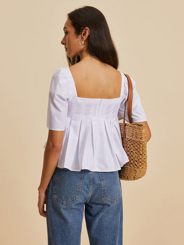 Clara | Faltenbluse mit Rundhalsausschnitt