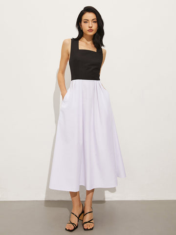Clara | Kleid mit quadratischem Ausschnitt und Knoten-Design