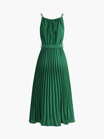 Mia | Haltergurt Midi-Kleid mit Faltenwurf