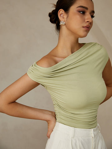 Emilia | Stylisches asymmetrisches Top - Elegantes Business Casual T-Shirt Damen