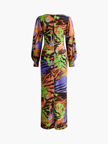 Clara | Druck-Cutout Reißverschluss Kleid