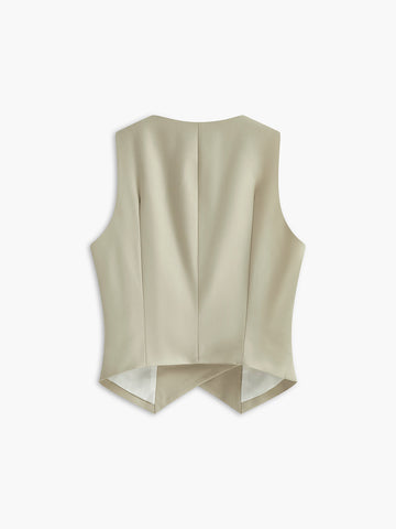 Emilia | Elegante Weste mit asymmetrischen Knopf-Taschen