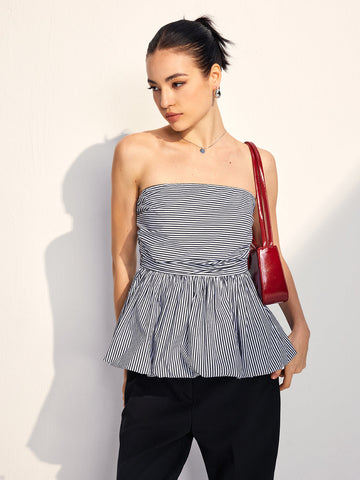 Lisa | Trägerloses Bubble Top mit Streifen