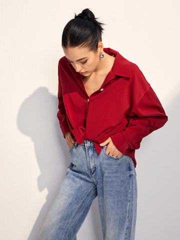 Sophia | Stilvolle Drapierte Bluse mit Knopfverschluss