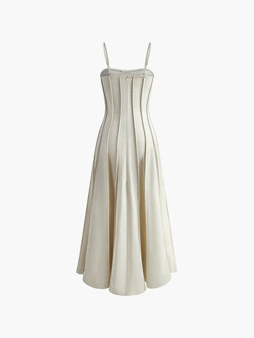 Maria | Fließendes Cami Kleid mit Faltenpaspel