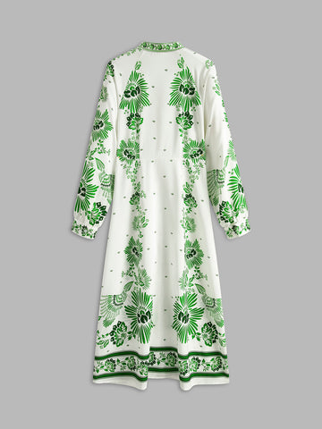 Clara | Vintage Bedrucktes Knopfmaxikleid