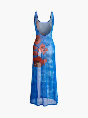 Clara | Elegantes Blumen Maxikleid mit Schlitz