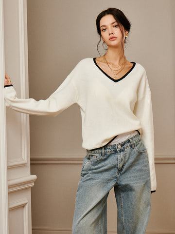 Sophie | Besticktes Schulterfreies Strickoberteil
