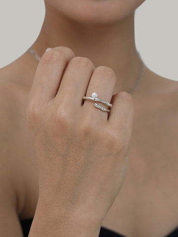 Clara | Offener Hoop-Ring mit Kunstperlen