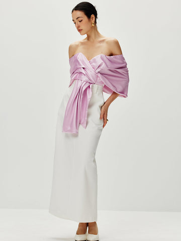 Clara | Satin-Oberteil mit Plissee und schulterfreiem Design
