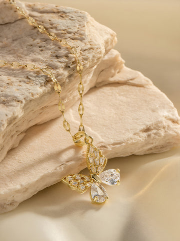 Mia | Schmetterlingshalskette mit goldenem Glanz