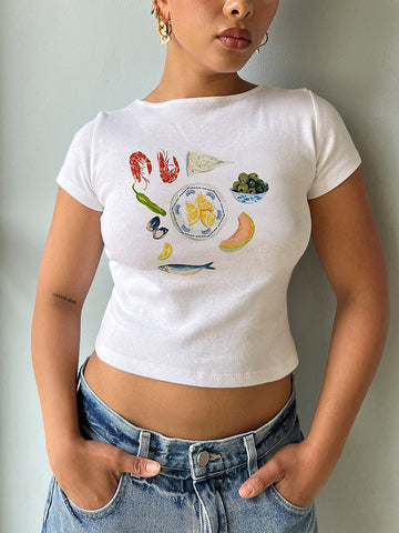 Paul | T-Shirt mit Lebensmitteln Druck aus reiner Baumwolle