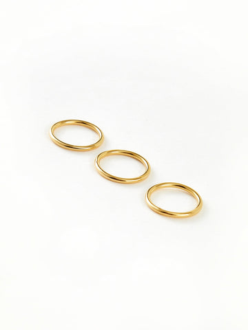 Leon | Minimalistischer Goldkreisring 3er Set