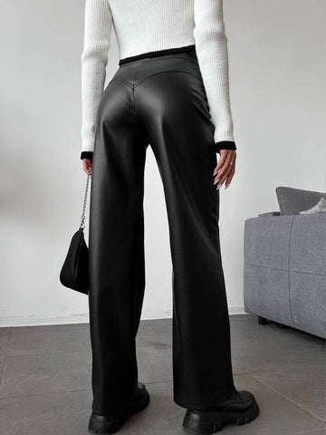 Emilia | Mid-Waist Button PU Lederhosen