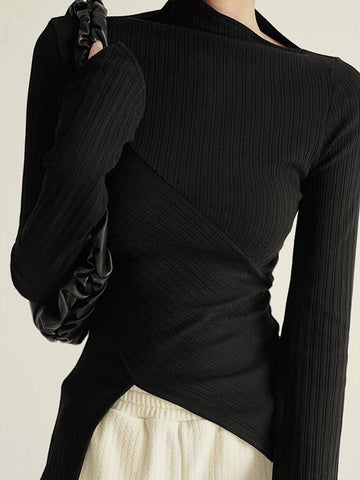 Sarah | Elegantes asymmetrisches, langärmeliges Top