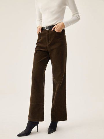Leonie | Elegante Corduroy-Hosen mit weitem Bein und Taschen