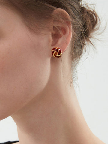Mila | Vintage Tropfen-Glasierte Hoops mit Knoten-Ohrsteckern