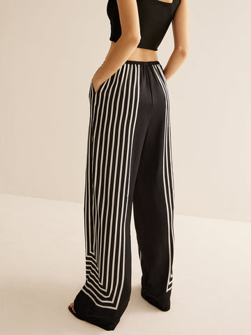 Paul | Geometrische Streifen Satin-Hosen