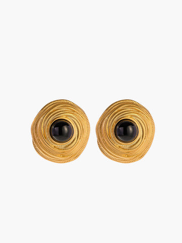 Julia | Hoop Ohrringe aus goldenem schwarzem Onyx
