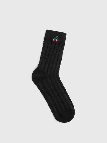 Lisa | Kirschen bestickte Twist-Socken