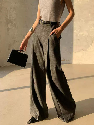 Mia | Stylische Hochtaillierte Faltenhose - Elegante Bürohose ohne Gürtel
