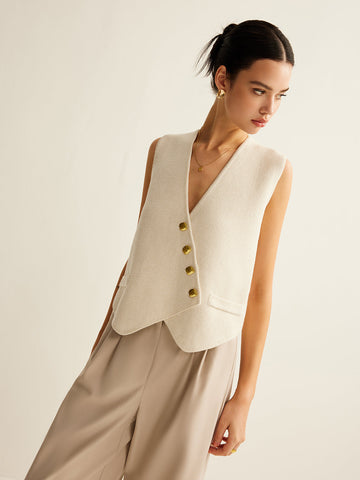 Ulrike | Asymmetrische Knopf-Pullover-Weste