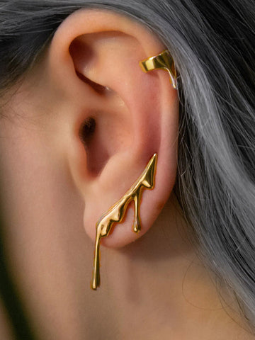 Leon | Goldener Lava-Drop Ohrcuff