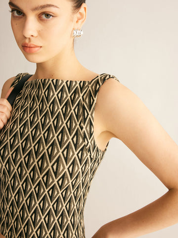 Mia | Geometrisches Muster Crop Tanktop