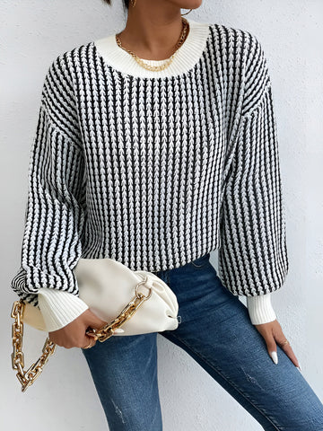 Mia | Trendiges Blockstreifen-Stricktop