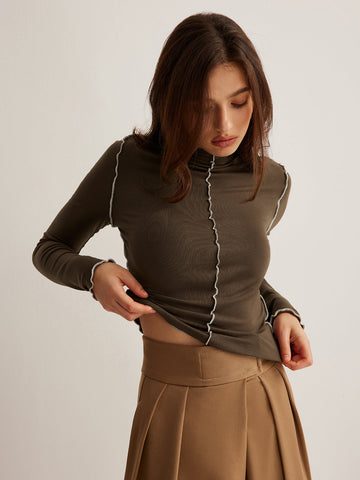 Maxine | Jersey-Shirt mit Wellenpaspelierung