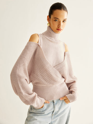 Lara | Eleganter Wolle-Baumwoll-Pullover mit Cold Shoulder Design