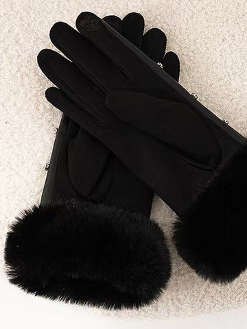 Lisa | Glamouröse Fleecehandschuhe mit Strass