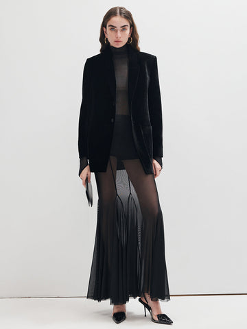 Elisa | Elegantes Mock Neck Mesh T-Shirt