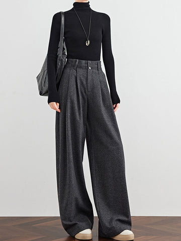 Lena | Plissierte Tweed-Hosen aus Wollmix