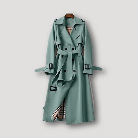 Nova | Stylischer Wintermantel Damen - Taillierter Wintertrench mit Karofutter