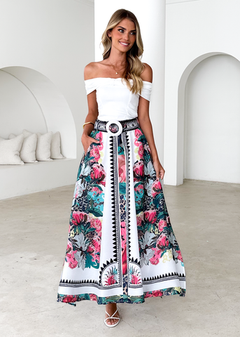 Pippa | Femininer Midirock mit Blumenmuster