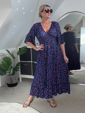 Zoya | Leoparden-Rüschenkleid mit Taillenbetonung