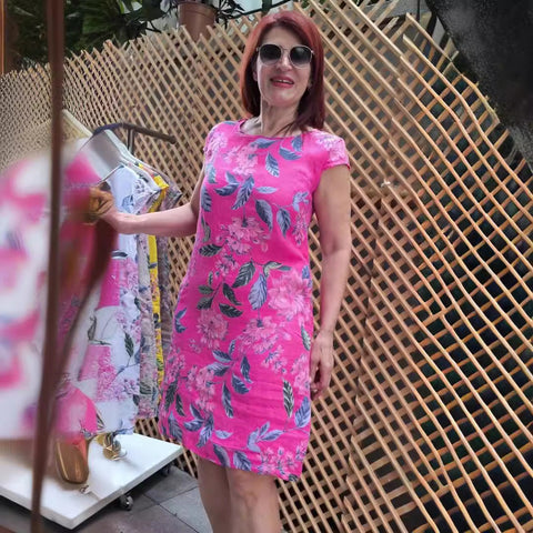Joan | Kleid mit Druck, weiten Ärmeln und rundem Ausschnitt