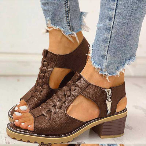 Yusuf | Orthopädische Damen-Sandalen mit Keilabsatz und Seitenschluss