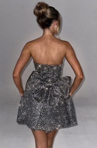 Liora | Stylisches Minikleid - Grau funkelnd