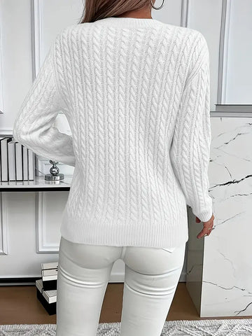 Landry | Damen Pullover Weiß Elegant - Perfektes Winteroutfit für Frauen