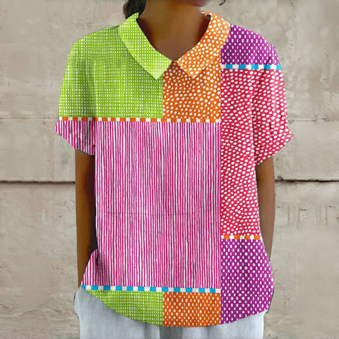 Lochlan | Vintage Bluse mit Farbblöcken