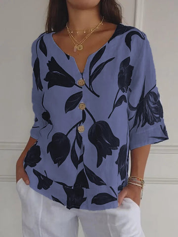 Maxine | Bluse mit Blumenmuster & Knopfleiste
