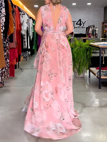 Luisa | Elegantes langes Kleid mit V-Ausschnitt