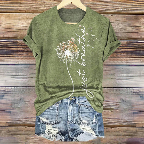 Elle | Vintage T-Shirt mit Löwenzahn-Print