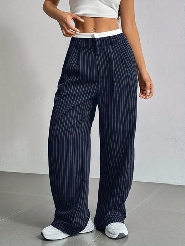 Lia | Stylische Gerade Streifenhose - Elegante Business Hose Damen