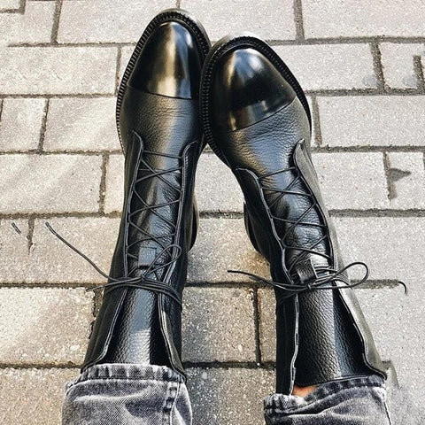 Livia | Stylische Vintage Lederstiefel Damen - Elegante Schnürstiefel für Female Fashion